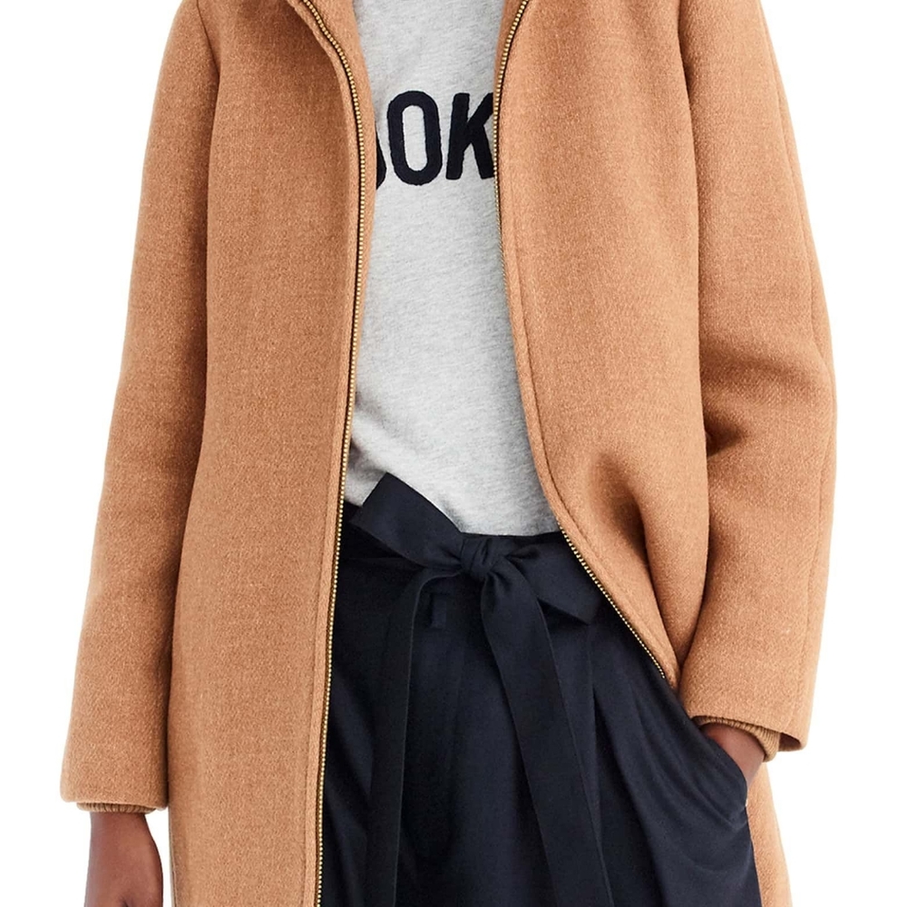 Lodge coat in Italian stadium-cloth wool j.crew tan size 10 (runs small)